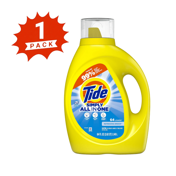 Tide Simply Liquid Laundry Detergent, Refreshing Breeze, 84 fl oz, 64 Loads (1-Pack)