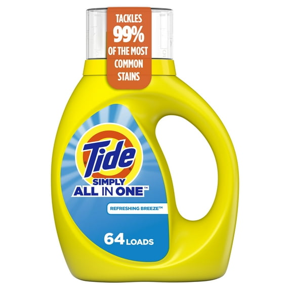 Tide Simply Liquid Laundry Detergent, Refreshing Breeze Scent, 84 fl oz, 64 Loads