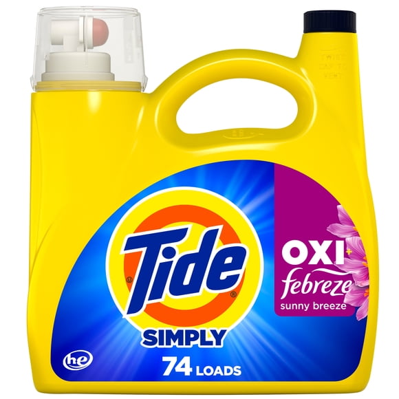 Tide Simply Oxi Boost + Febreze Odor Defense, Sunny Breeze, 74 Loads, 105 fl oz