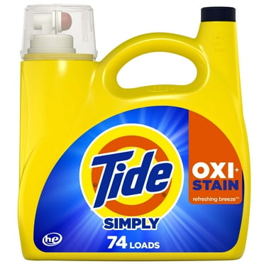 Tide Simply Oxi Boost + Ultra Stain Release Liquid Laundry Detergent, Refreshing Breeze Scent, 105 fl oz, 74 Loads