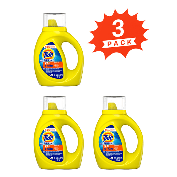 Tide Simply Oxi Boost + Ultra Stain Release Refreshing Breeze (Pack 3) - 66 Loads, 93fl