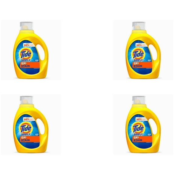 Tide Simply + Oxi Liquid Laundry Detergent, Stain Removal,( 4 X 10.3 fl oz), 4 Pack Bottles