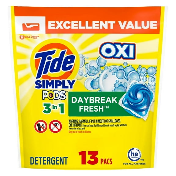 Tide Simply PODS + Oxi Daybreak Fresh Laundry Detergent Pacs (Pack 1) - 13 Count