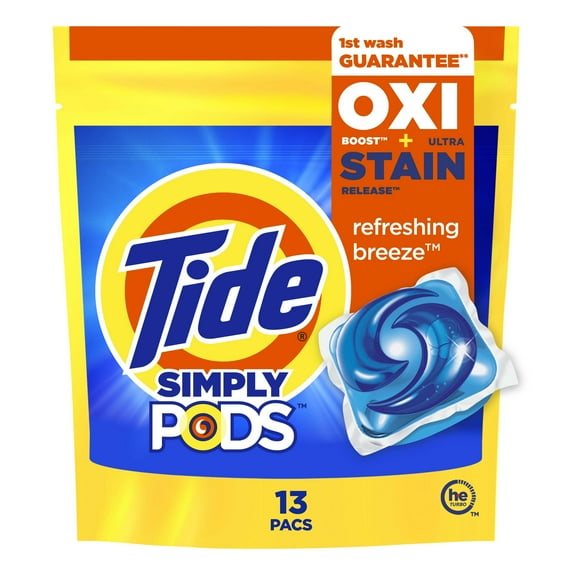 Tide Simply PODS Oxi Ultra Stain Release Liquid Laundry Detergent, Refreshing Breeze, 13 Count