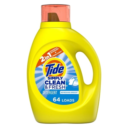 Tide Simply Refreshing Breeze, 64 Loads Liquid Laundry Detergent, 92 fl oz 2 PACK