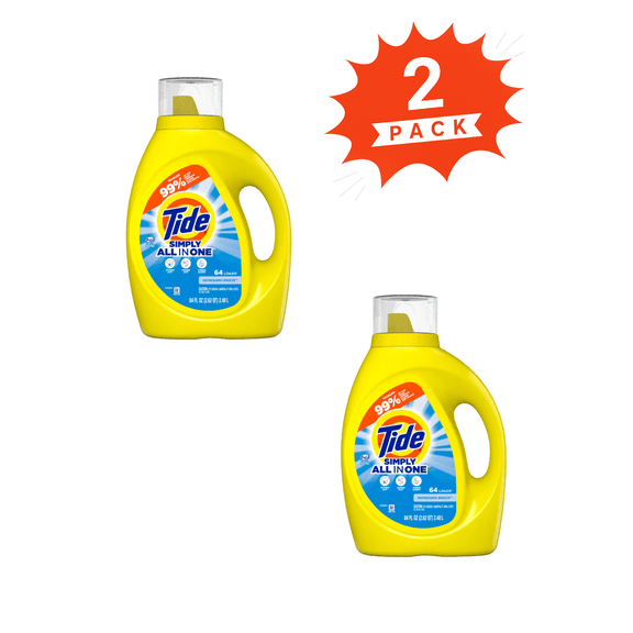 Tide Simply Refreshing Breeze All-In-One Liquid Laundry Detergent (Pack 2) - 128 Loads, 168fl