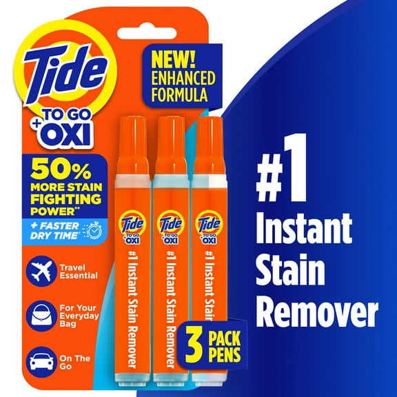 Tide To Go Instant Laundry Stain Remover Pen and Spot Cleaner, Travel Size Stain Sticks, Fresh, 1.01 fl oz, 3 Count