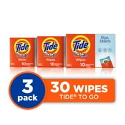 Tide To Go Instant Stain Remover Wipes, 3 Count, 10 Wipes Each