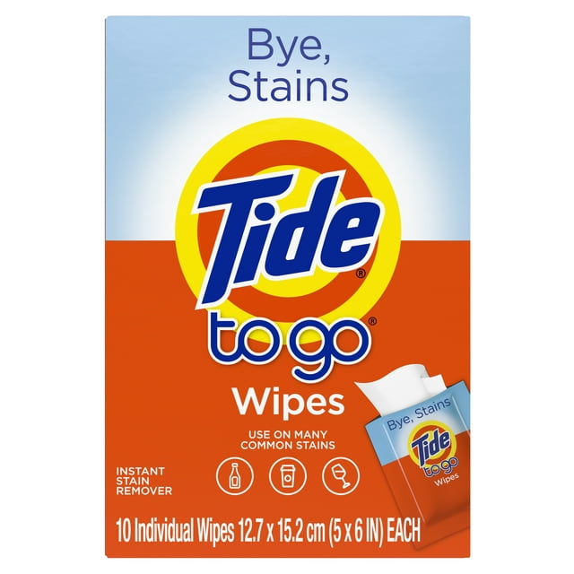 Tide To Go Instant Stain Removing Wipes, 10 Count Wipes