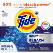 Tide Ultra Bleach Laundry Powder, 129 oz 8.06 lb, Recommended For Stain Remover, Enzyme Activated, Blue 16667 | 2-Pack 2 Total