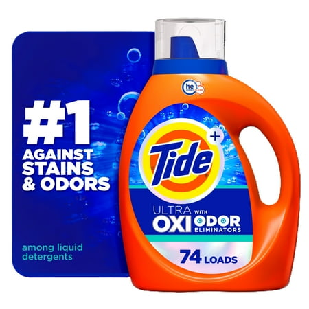 Tide Ultra OXI with Odor Eliminators Liquid Laundry Detergent, 74 Loads, 105 fl oz