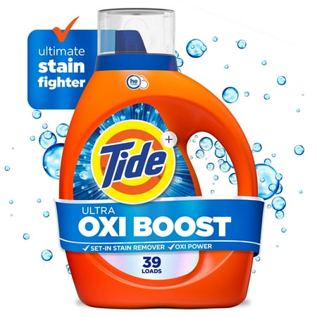 Tide Ultra Oxi Boost Liquid Laundry Detergent, Advanced Stain Remover, 55 fl oz, 39 Loads
