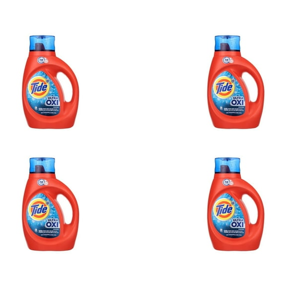 Tide Ultra Oxi Laundry Detergent, HE-Optimized Oxi-Boost, (46 oz) x 4 Pack Deep Clean, Enzyme Power, Color Safe