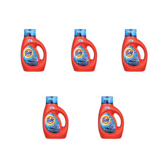 Tide Ultra Oxi Laundry Detergent, HE-Optimized Oxi-Boost, (46 oz) x 5 Pack Deep Clean, Enzyme Power, Color Safe