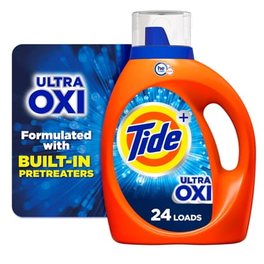 Tide Ultra Oxi Liquid Laundry Detergent, 24 Loads, 34 fl oz, HE Compatible
