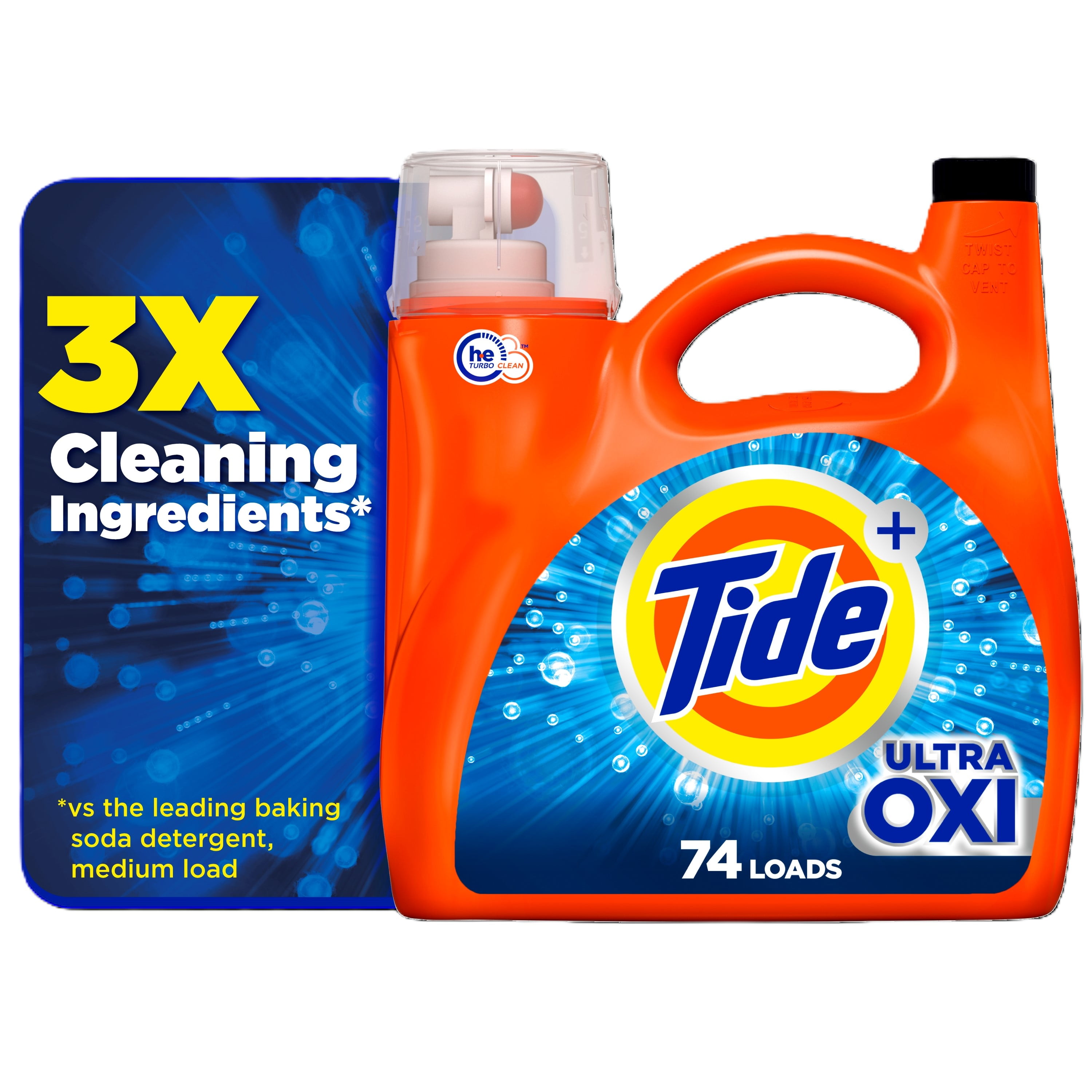Tide Ultra Oxi Liquid Laundry Detergent, 74 Loads, 105 fl oz, HE Compatible