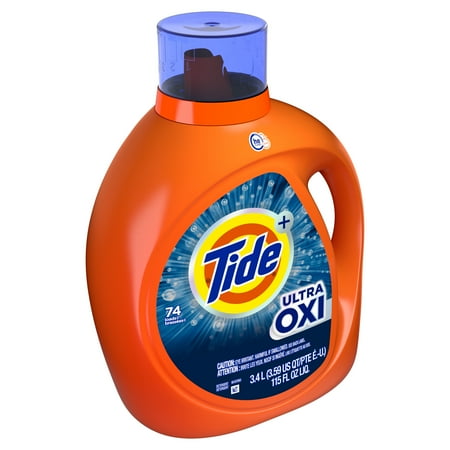 Tide Ultra Oxi Liquid Laundry Detergent, 74 Loads, 115 fl oz, HE Compatible