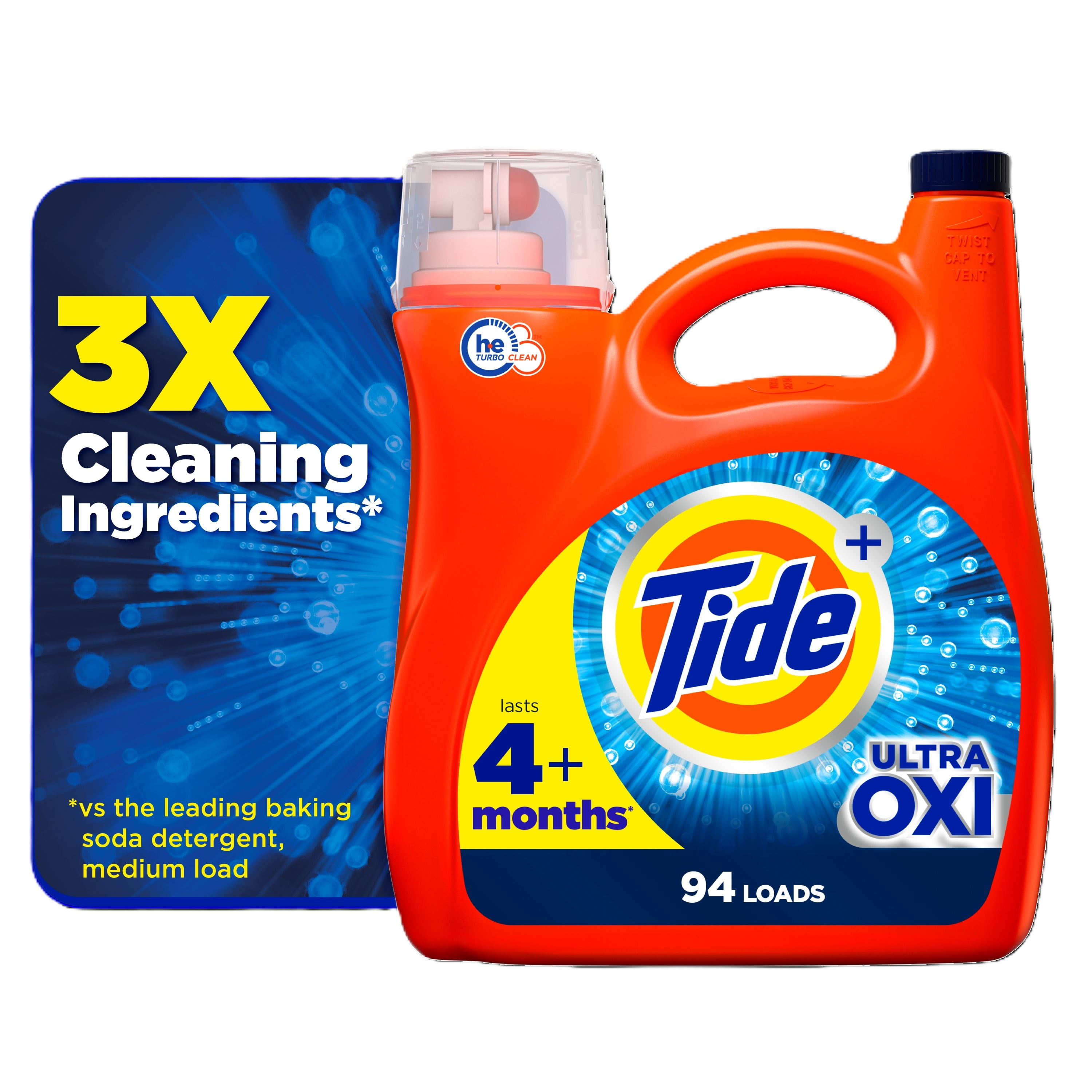 Tide Ultra Oxi Liquid Laundry Detergent, HE Compatible, 132 fl oz, 94 Loads