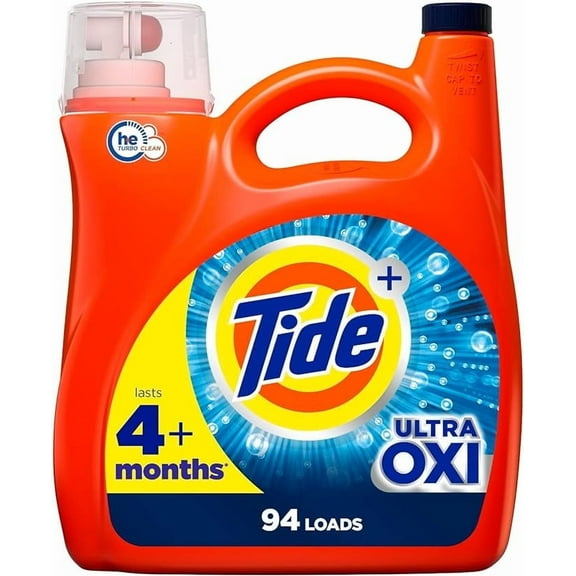 Tide Ultra Oxi Liquid Laundry Detergent HE Compatible, 94 Loads, 132 fl oz