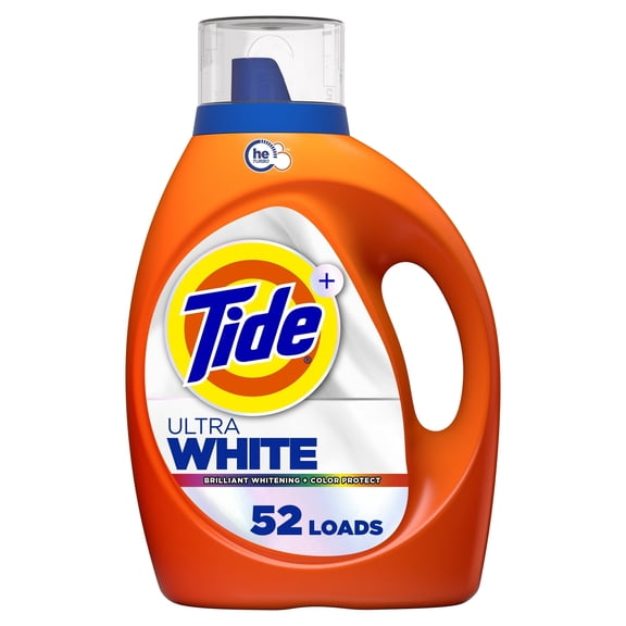 Tide Ultra White Liquid Laundry Detergent, Brilliant Whitening + Color Protect, 73 fl oz, 52 Loads
