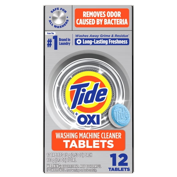 Tide Washing Machine Cleaner Tablets, Oxi Boosted, 12 Count