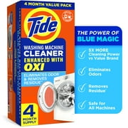 Tide Washing Machine Cleaner with Oxi Powder, Odor Eliminator and Washer Residue Remover, 4 Count