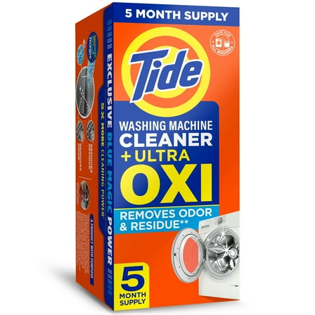 Tide Washing Machine Cleaner with Oxi Powder, Odor Eliminator and Washer Residue Remover, 5 Count