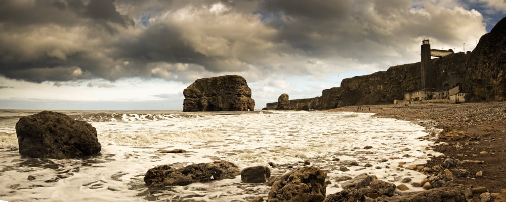 Tide along the coastline South Shields Tyne and Wear England Canvas Art - John Short Design Pics (44 x 18)