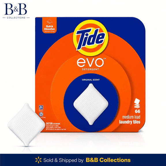 Tide evo Laundry Detergent Tiles, Original Scent, Quick Dissolve Concentrated Laundry Soap, HE Compatible, 66 Medium Loads