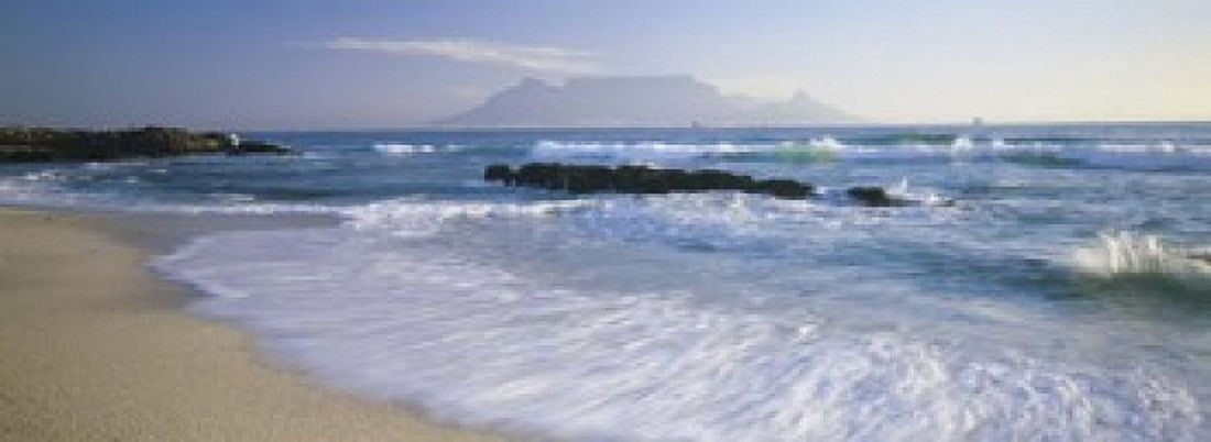 Tide on the beach Table Mountain South Africa Canvas Art - Panoramic Images (18 x 7)