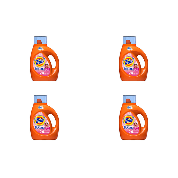 Tide w/ Downy April Fresh Laundry Detergent  42 oz Each (4 Pack)