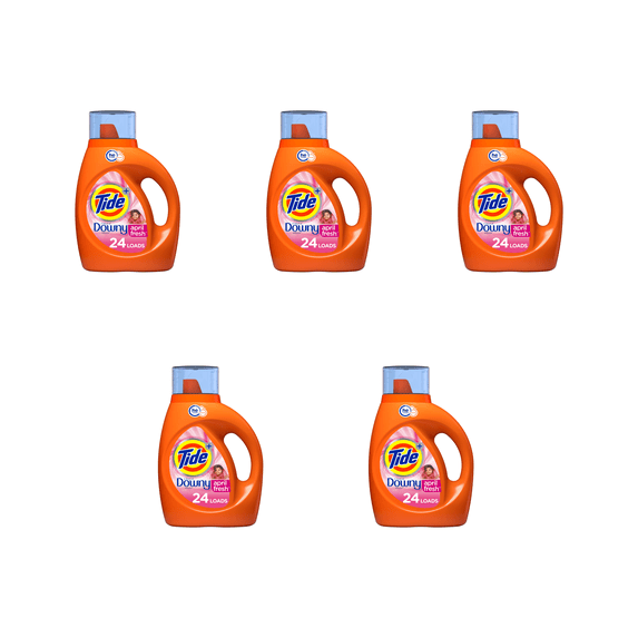 Tide w/ Downy April Fresh Laundry Detergent – 42 oz Each (5 Pack)