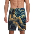 thumbnail image 1 of Tideii Astronaut Starry Night Print Men's Short Pajama Pants, Elastic Pocket Summer Pajama Pants Sleepwear, Lounge Pants-X-Large, 1 of 6