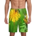 thumbnail image 1 of Tideii Bees Pollinates A Yellow Dandelion Print Men's Short Pajama Pants, Elastic Pocket Summer Pajama Pants Sleepwear, Lounge Pants-4X-Large, 1 of 6
