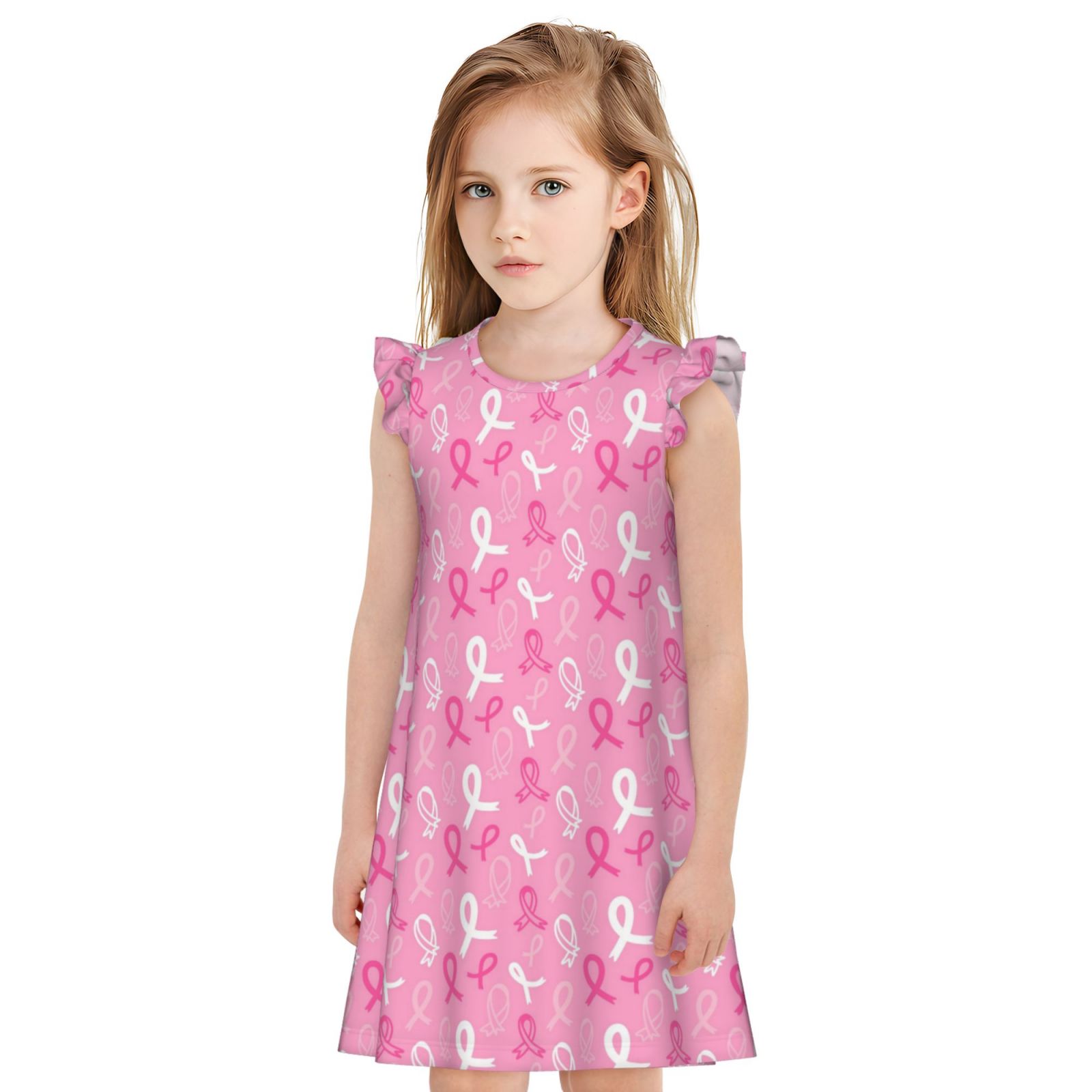Tideii Breast Cancer Awareness (3) for Girls' Flying Sleeves Nightdress ...