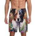 thumbnail image 1 of Tideii Colorful Flower Dog Print Men's Short Pajama Pants, Elastic Pocket Summer Pajama Pants Sleepwear, Lounge Pants-X-Large, 1 of 6