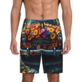 thumbnail image 1 of Tideii Flower Covered Vintage Car Print Men's Short Pajama Pants, Elastic Pocket Summer Pajama Pants Sleepwear, Lounge Pants-4X-Large, 1 of 6