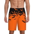 thumbnail image 1 of Tideii Halloween With Black Bats Print Men's Short Pajama Pants, Elastic Pocket Summer Pajama Pants Sleepwear, Lounge Pants-4X-Large, 1 of 6
