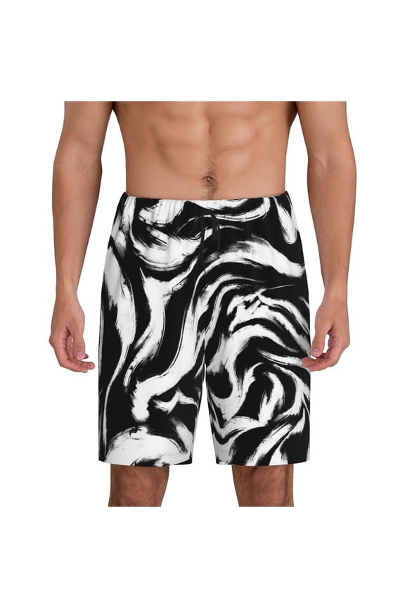 Leopard And Zebra 2 Print Men's Short Pajama Pants, Elastic Pocket Summer Pajama Pants Sleepwear, Lounge Pants-3X-Large