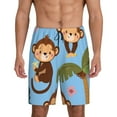 thumbnail image 1 of Tideii Monkeys Swinging from Palms Print Men's Short Pajama Pants, Elastic Pocket Summer Pajama Pants Sleepwear, Lounge Pants-Medium, 1 of 6