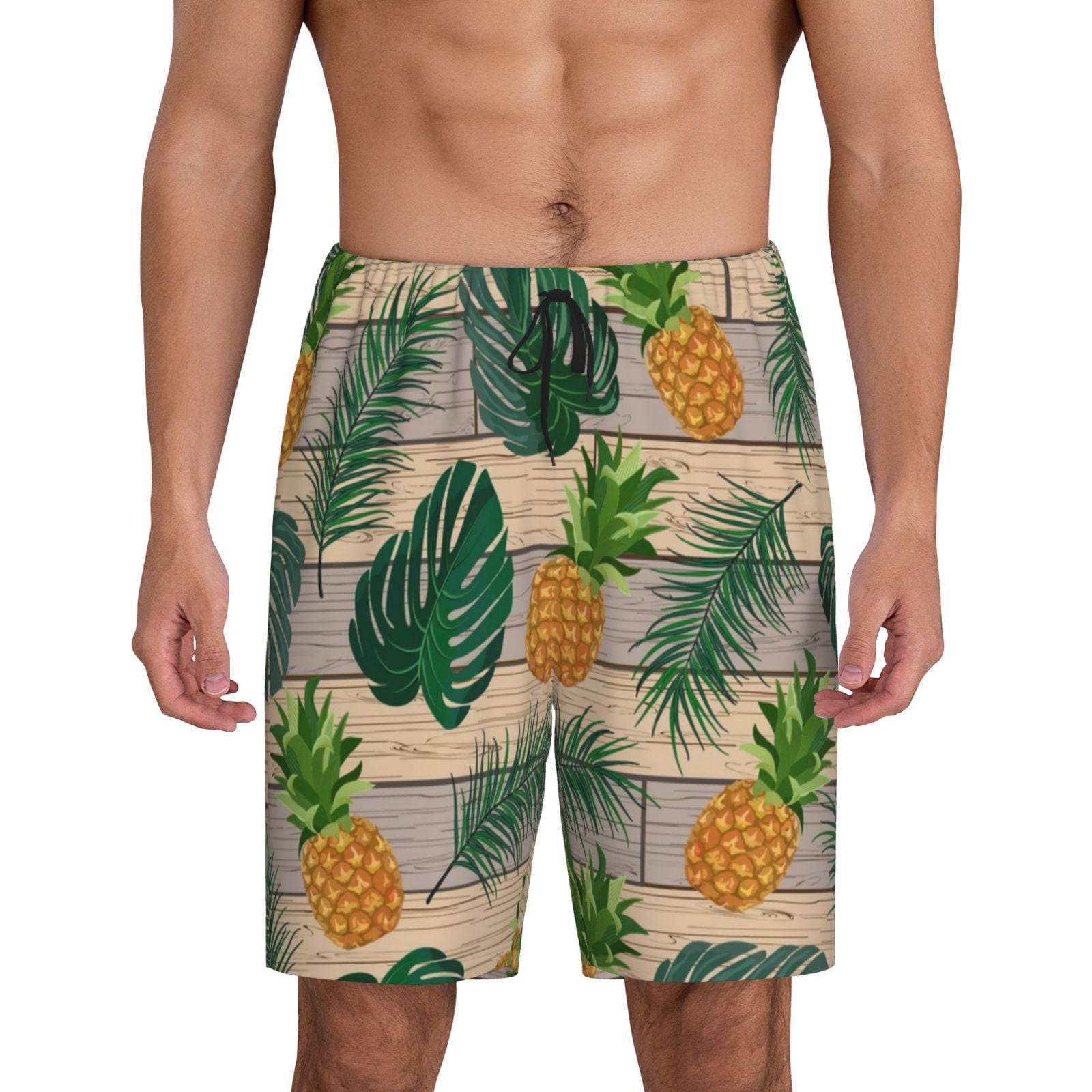 Tropical Palm Leaf Pineapple Print Men's Joggers