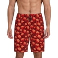 thumbnail image 1 of Tideii Red Skulls 1 Print Men's Short Pajama Pants, Elastic Pocket Summer Pajama Pants Sleepwear, Lounge Pants-3X-Large, 1 of 6