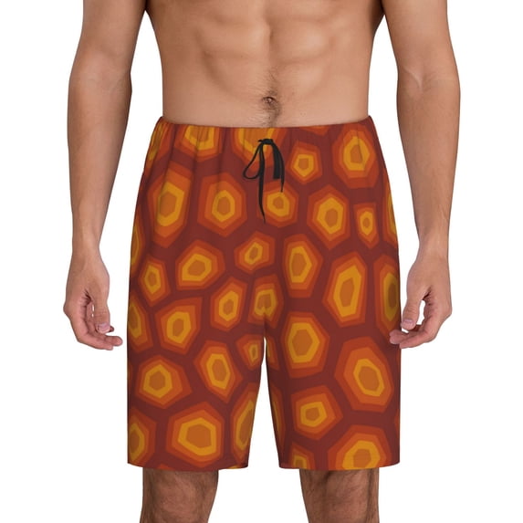 Tideii Turtle Shell Print Men's Short Pajama Pants, Elastic Pocket Summer Pajama Pants Sleepwear, Lounge Pants-X-Large