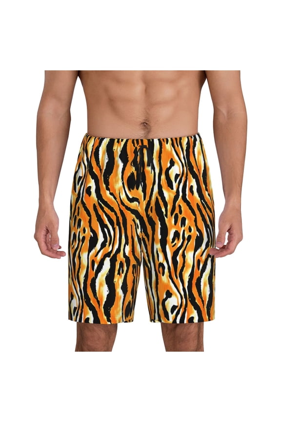 Zebra Print Men's Short Pajama Pants, Elastic Pocket Summer Pajama Pants Sleepwear, Lounge Pants-Large