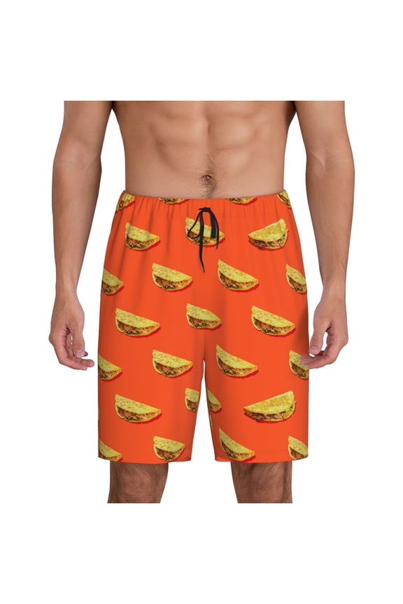 tortilla tacos Print Men's Short Pajama Pants, Elastic Pocket Summer Pajama Pants Sleepwear, Lounge Pants-X-Large