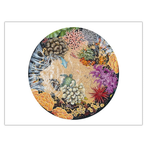 Tidepool II - Circular View of a Hawaiian Tide Pool - From an Original Color Painting by Mark Mackay - Bamboo Fine Art 290gsm Paper Print (Unframed) 24x32in