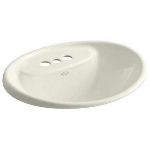 Tides Self Rimming Bathroom Sink - Faucet Mount: 4" Centers, Finish: Biscuit
