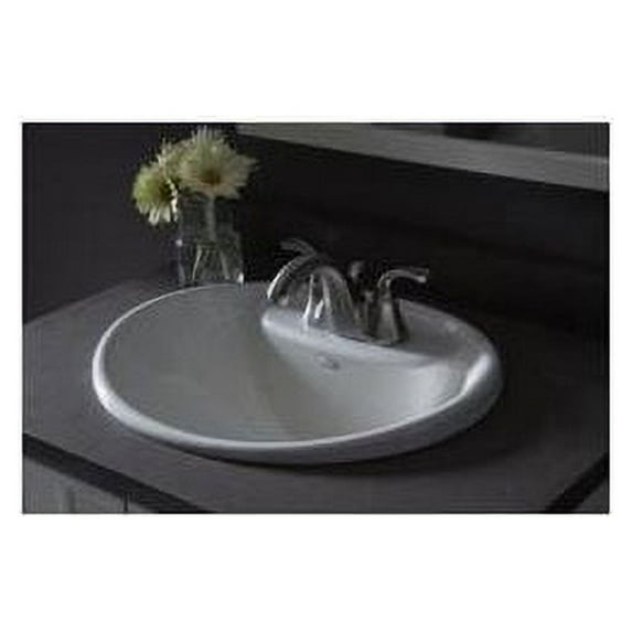 Tides Self Rimming Bathroom Sink - Faucet Mount: 8" Centers, Finish: White