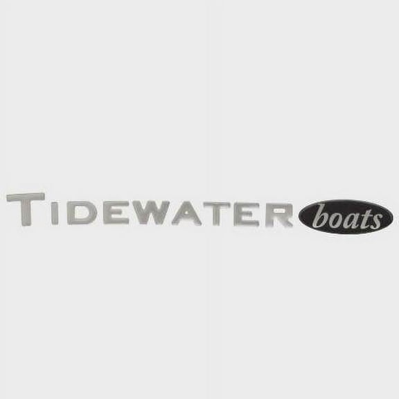 Tidewater Boat Domed Emblem Decal |13 3/4 x 1 1/2 Inch Black Silver Sticker