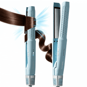 Tideway 360° Airflow Styler Flat Iron Hair Straightener and Curler 2 in 1, Ionic Smoothing with 4 Temp, Blue